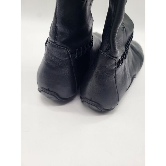 STEVE MADDEN SZ 7 Black Leather Moccasin Cutout Boots Festival Southwest Boho - Picture 6 of 13